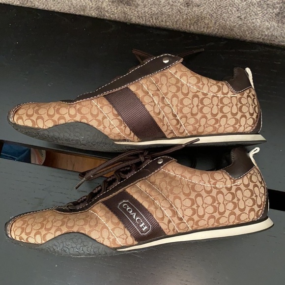 COACH Brown "Kelsie" Signature C Logo Sneakers Size 6.5 - Picture 6 of 13